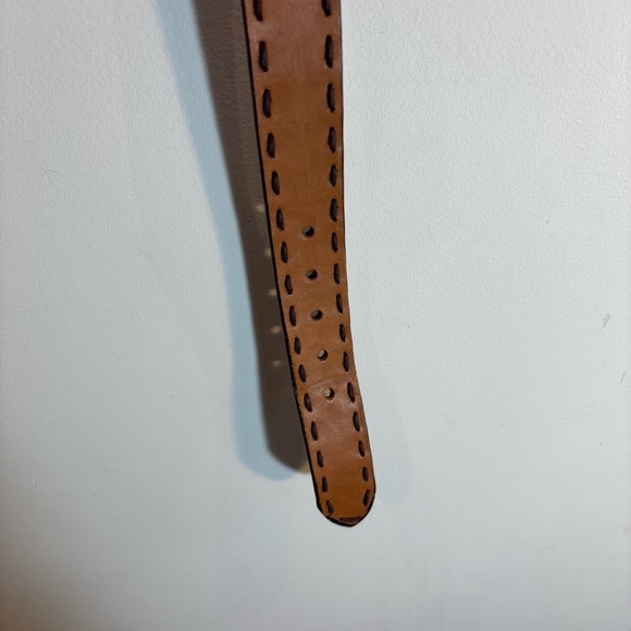 PRINCIPLES Sz 32 Brown Leather Belt With Contrasting Stiching Boho Western Vibe - Picture 3 of 9
